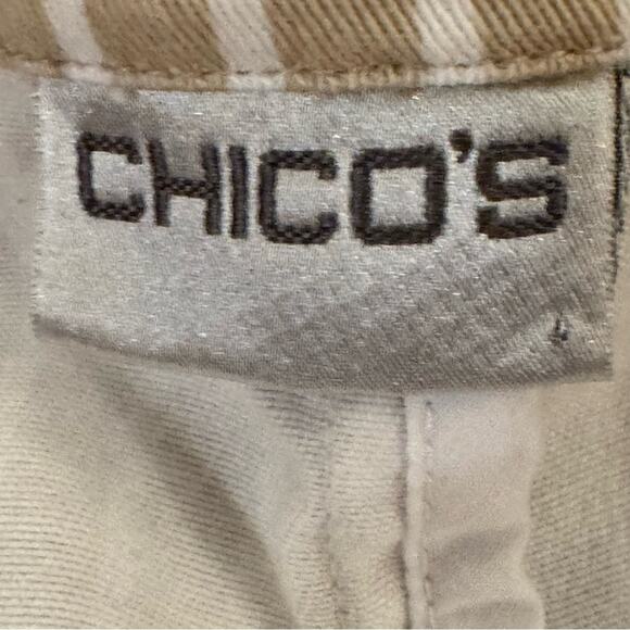 Chico's tan white stripe three button jacket size 16 (Chico's 3)
 b36 - Picture 2 of 4